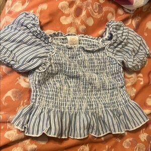 Wonder Nation Blue and White Striped Kids Blouse